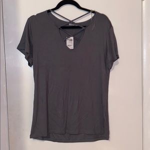 Army Green Crossed Front Tee